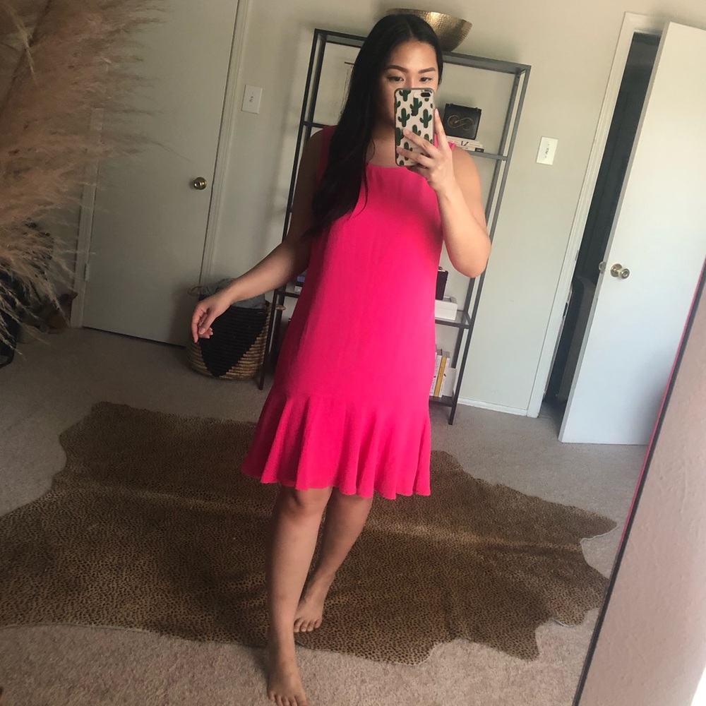 Hot Pink High Low Ruffle Dress
